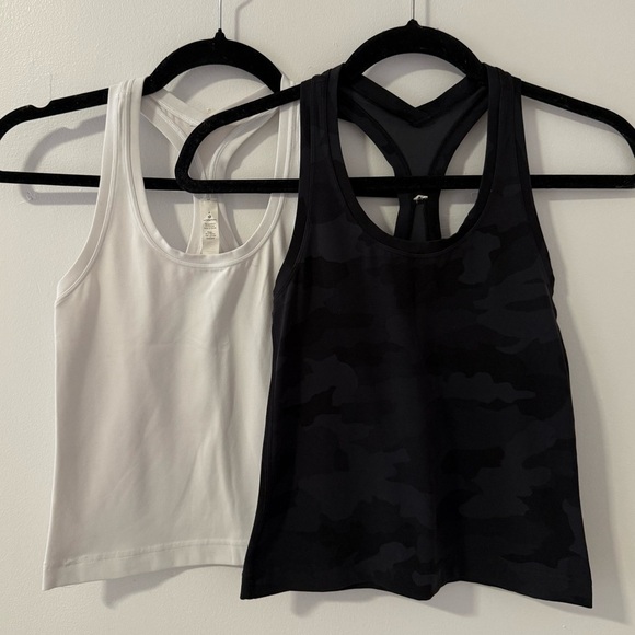 BUNDLE 2 Lululemon Cool Racerback Short Tank Tops *Nulu - Camo/White - Picture 1 of 6